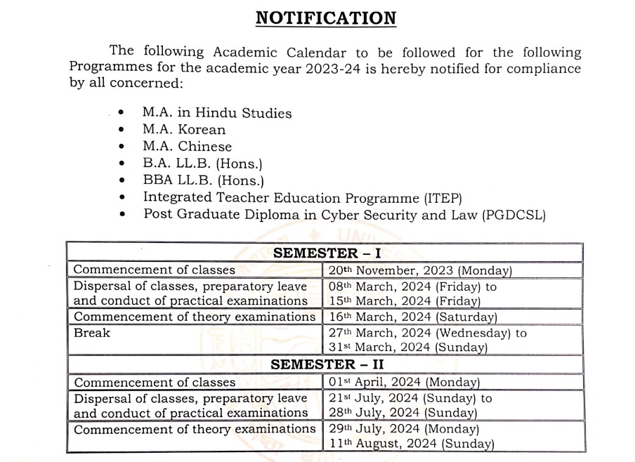 DU Academic Calendar 2024 Delhi University Announces Academic Dates